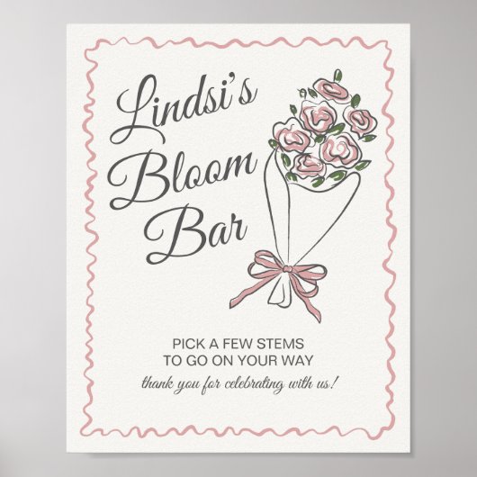 Roze Bloemenmarkt Verse Bloemenbloemenbar Teken Poster (Voorkant)