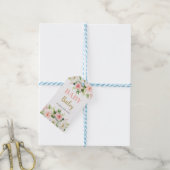 Roze bloemenmeisje baby shower cadeaulabel (Met Touw)
