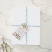 Roze bloemenmeisje baby shower cadeaulabel (Met Touw)