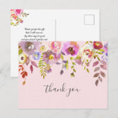 Roze bloemenmeisje baby shower gedicht bedankt briefkaart (Voorkant / Achterkant)
