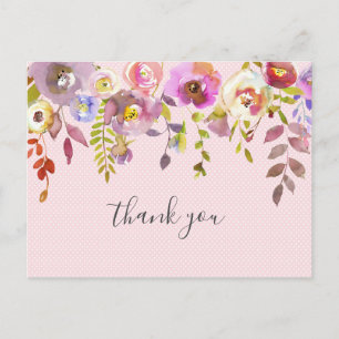 Roze bloemenmeisje baby shower gedicht bedankt briefkaart