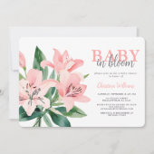 Roze bloemenmeisje babyshower uitnodiging (Voorkant)