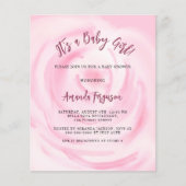 Roze bloemenmeisje budget baby shower uitnodiging (Voorkant)