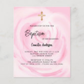 Roze bloemenmeisje budget Baptisme uitnodiging (Voorkant)