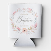 Roze bloemenmeisje doop blikjeskoeler (Voorkant)