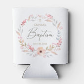 Roze bloemenmeisje doop blikjeskoeler (Achterkant)