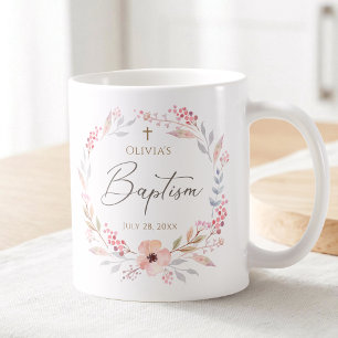 Roze bloemenmeisje doop koffiemok