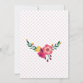 Roze bloemenmeisje eerste verjaardagsfeestje kaart (Achterkant)