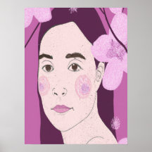Roze bloemenmeisje portret 