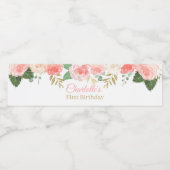 roze bloemenmeisje Verjaardag Waterfles Labels Etiket (Enkel label)