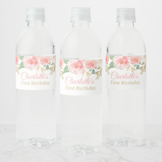 roze bloemenmeisje Verjaardag Waterfles Labels Waterfles Etiket (Flessen)