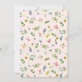 Roze bloemenmeisje verjaardagsuitnodigingen 1 jaar kaart (Achterkant)