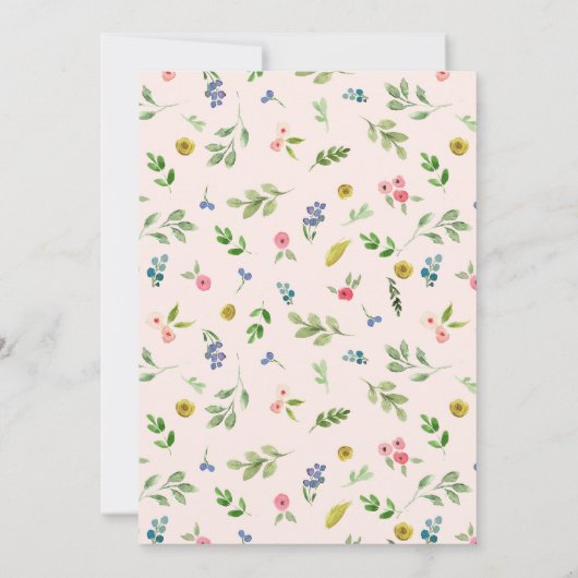 Roze bloemenmeisje verjaardagsuitnodigingen 1 jaar kaart (Achterkant)