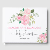 Roze bloemenmeisje waterverf baby shower gastenboek (Voorkant)