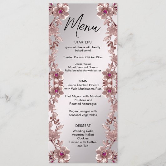 Roze  Bloemenmenu Menu (Voorkant)