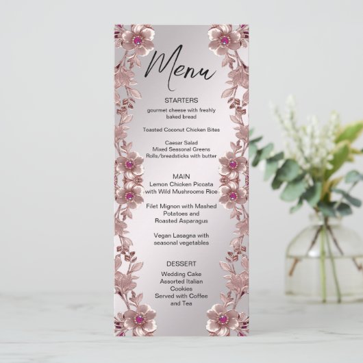 Roze  Bloemenmenu Menu (Staand voorkant)