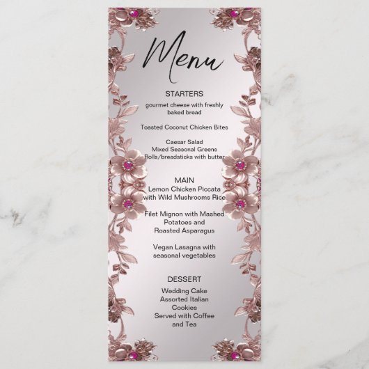 Roze  Bloemenmenu Menu (Voorkant)