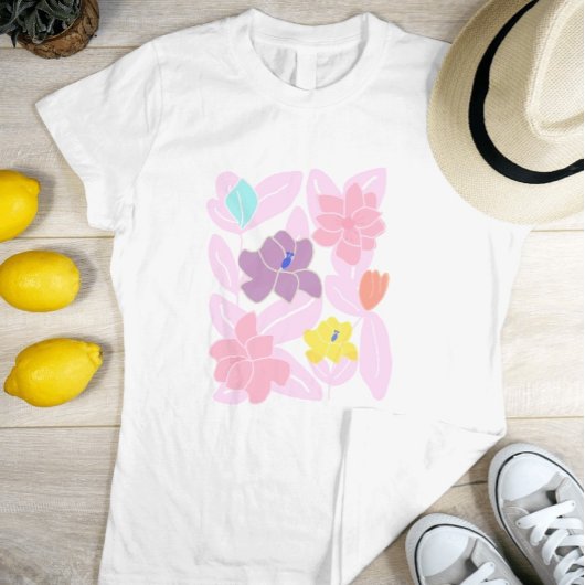 Roze bloemenmoderne  mode vrouwelijk t-shirt