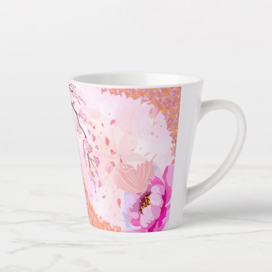 Roze bloemenmok latte mok (Rechts)