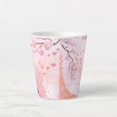 Roze bloemenmok latte mok (Voorkant)