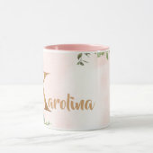 Roze bloemenmonogram K waterverf met Naam Mok (Midden)