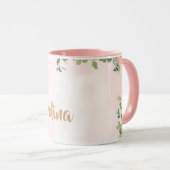 Roze bloemenmonogram K waterverf met Naam Mok (Voorkant rechts)