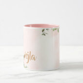 Roze bloemenmonogram L waterverf met Naam Mok (Midden)