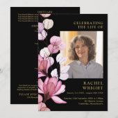 Roze Bloemenmonument begrafenisopdracht Programmakaart (Voorkant / Achterkant)
