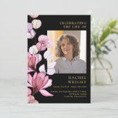 Roze Bloemenmonument begrafenisopdracht Programmakaart (Staand voorkant)