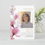 Roze Bloemenmonument begrafenisopdracht Programmakaart (Staand voorkant)