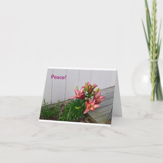 Roze bloemennotecard kaart (Voorkant)