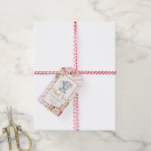Roze Bloemenolifant Baby shower Dank u Labels Cadeaulabel (Met Touw)