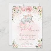 Roze Bloemenolifant Baby shower Kaart (Voorkant)