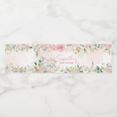 Roze Bloemenolifant Baby shower Waterfles Etiket (Enkel label)