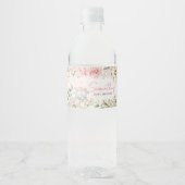 Roze Bloemenolifant Baby shower Waterfles Etiket (Voorkant)