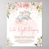 Roze Bloemenolifant Late Night Luiers Poster (Voorkant)