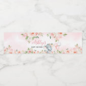 Roze bloemenolifantballon waterfles etiket (Enkel label)