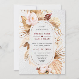 Roze bloemenpampa's gras palmbladeren alles in één kaart