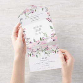 Roze Bloemenparadijs All In One Uitnodiging