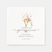 Roze Bloemenparels & Prosecco Vrijgezellenfeest Servet (Voorkant)