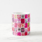 Roze bloemenpatchwork koffiemok (Center)