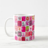 Roze bloemenpatchwork koffiemok (Links)