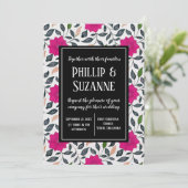 roze bloemenpatroon kaart (Staand voorkant)