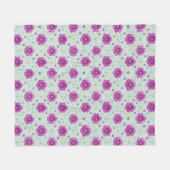Roze Bloemenpatroon Met Druppels Fleece Deken (Voorkant (Horizontaal))