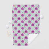 Roze Bloemenpatroon Met Druppels Golfhanddoek (Insitu)