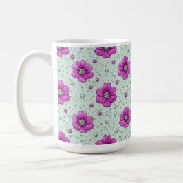 Roze Bloemenpatroon Met Druppels Koffiemok