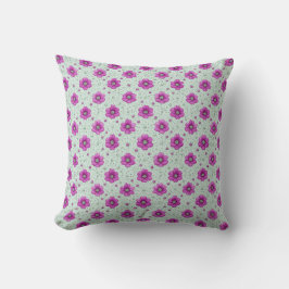Roze Bloemenpatroon Met Druppels Kussen
