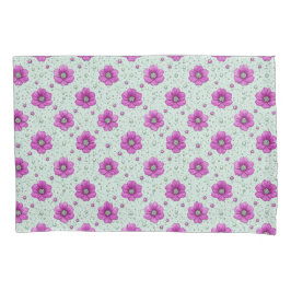 Roze Bloemenpatroon Met Druppels Kussensloop