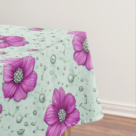 Roze Bloemenpatroon Met Druppels Tafelkleed