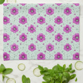 Roze Bloemenpatroon Met Druppels Theedoek (Gevouwen)